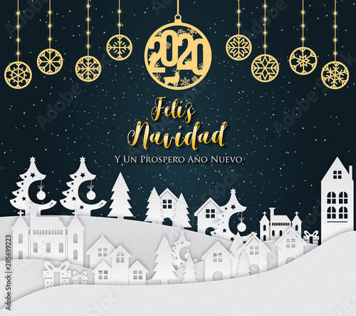 Spanish Christmas (Feliz Navidad) and Happy New Year greeting card