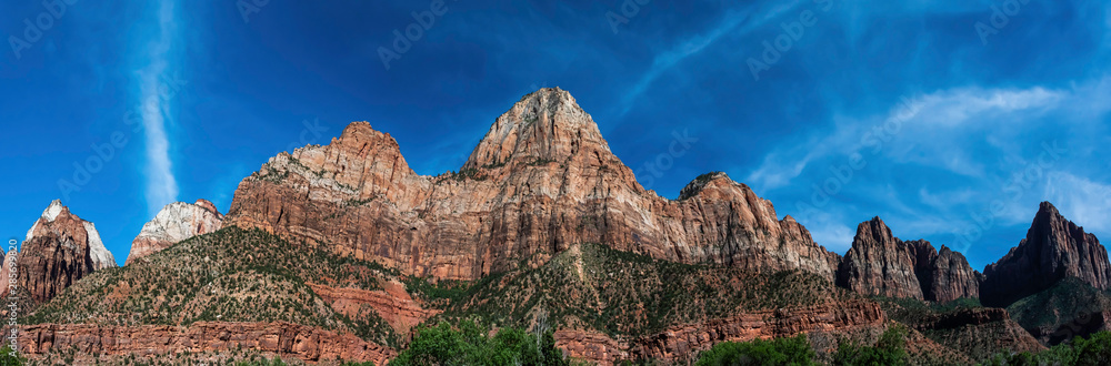 Fototapeta premium Rock formations and beautiful landscape of zions national park in the south of utah