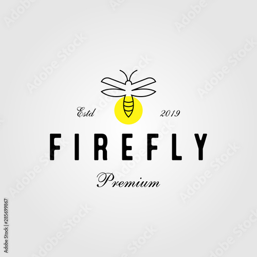 vintage line art firefly logo icon illustration design