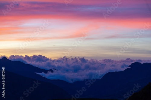Dramatic sky at sunset in the Andes