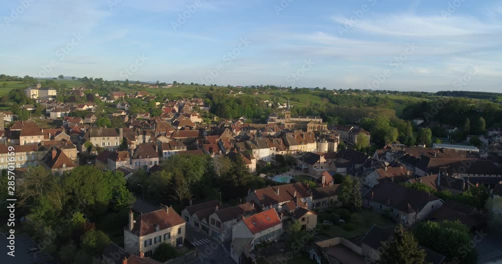 Aerial approach, Charolles, Burgundy, France Aerial approach, Charolles, Burgundy, France