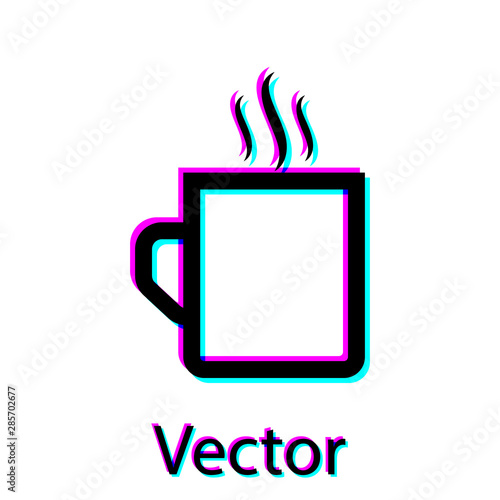 Black Coffee cup flat icon isolated on white background. Tea cup. Hot drink coffee. Vector Illustration