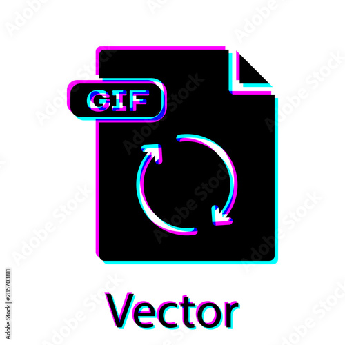 Black GIF file document. Download gif button icon isolated on white background. GIF file symbol. Vector Illustration