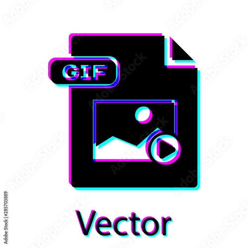 Black GIF file document. Download gif button icon isolated on white background. GIF file symbol. Vector Illustration