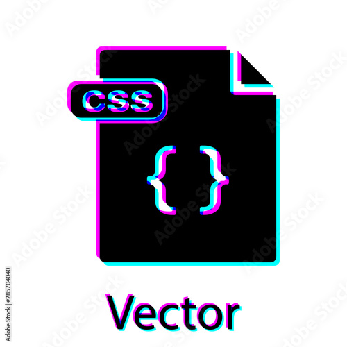 Black CSS file document. Download css button icon isolated on white background. CSS file symbol. Vector Illustration