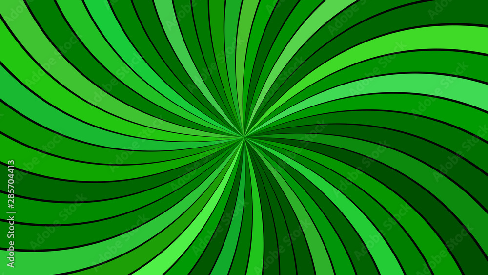 Obraz premium Green psychedelic geometrcial swirl stripe background - vector curved ray graphic