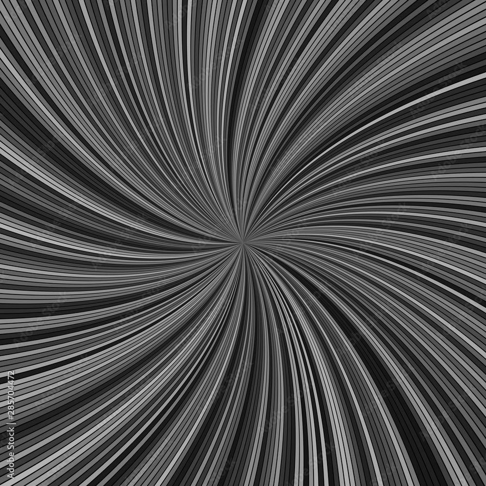 Grey hypnotic abstract spiral stripe background - vector curved burst design