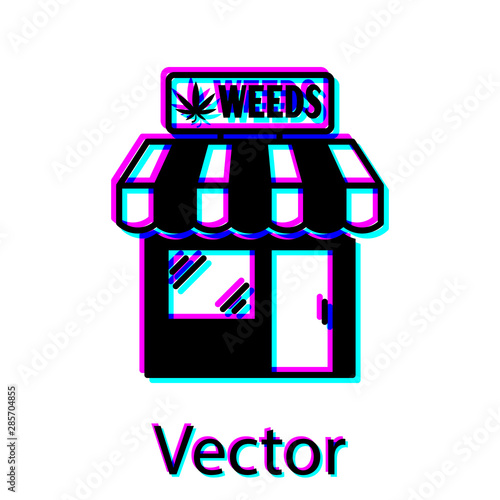 Black Marijuana and cannabis store icon isolated on white background. Equipment and accessories for smoking, storing medical cannabis. Vector Illustration