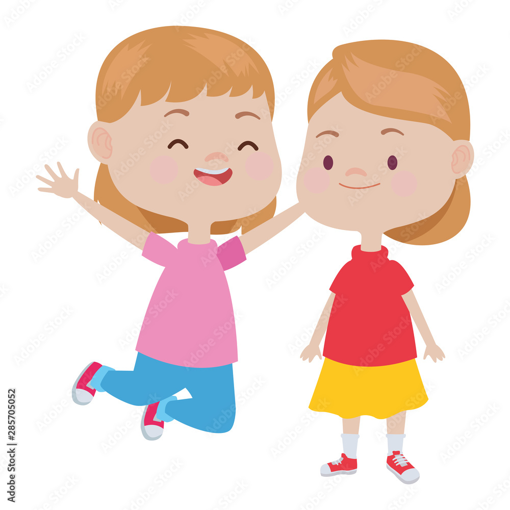 Cute happy kids having fun cartoons Cute happy kids having fun cartoons