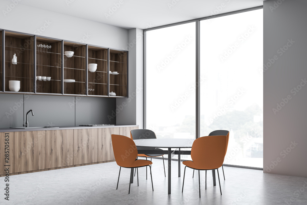 Fototapeta premium Loft kitchen corner with round dining table