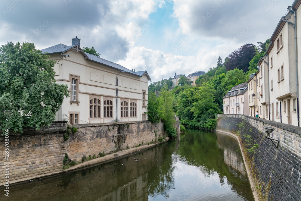 The Alzette winding through Luxembourg city. The Alzette winding through Luxembourg city.