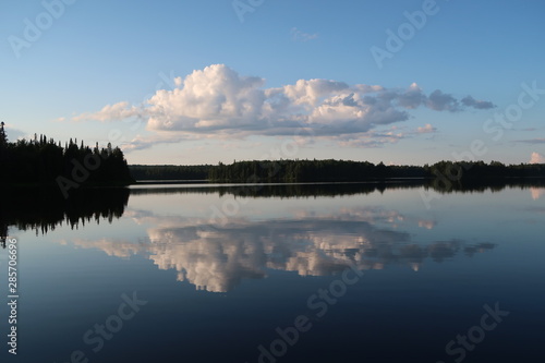 Rain Lake, Algonquin Provincial Park, Canada (still lake reflection with clouds)