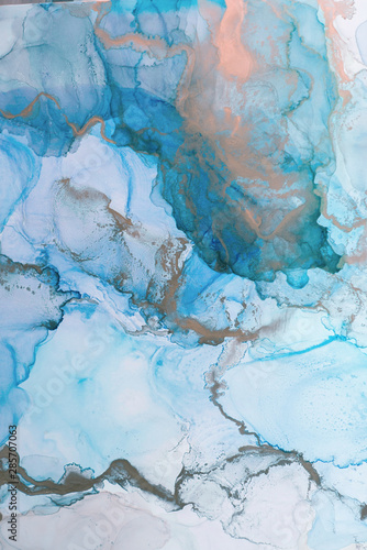 The picture is painted in alcohol ink. Creative abstract artwork made with translucent ink colors. Trendy wallpaper. Abstract painting  can be used as a background for wallpapers  posters  websites.