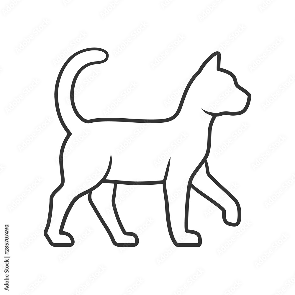 Witch cat linear icon. Thin line illustration. Sorceress pet. Magic cat. Witchcraft and sorcery contour symbol. Vector isolated outline drawing. Editable stroke