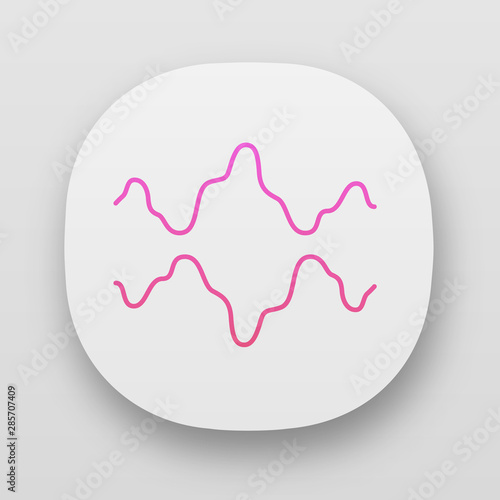 Abstract fluid waveforms app icon. UI/UX user interface. Music rhythm, digital soundwave, frequency curves. Asymmetrical wavy lines. Web or mobile applications. Vector isolated illustration