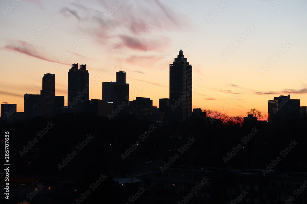 Atlanta skyline dusk