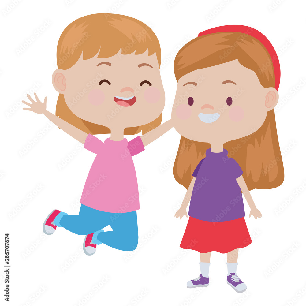Cute happy kids having fun cartoons Cute happy kids having fun cartoons