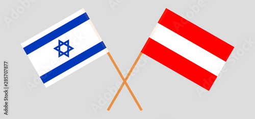 Israel and Austria. Crossed Israeli and Austrian flags