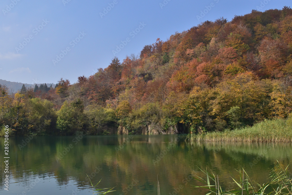 Landscape in the beautiful Plitvice National Park, in Croatia, in the fall Landscape in the beautiful Plitvice National Park, in Croatia, in the fall