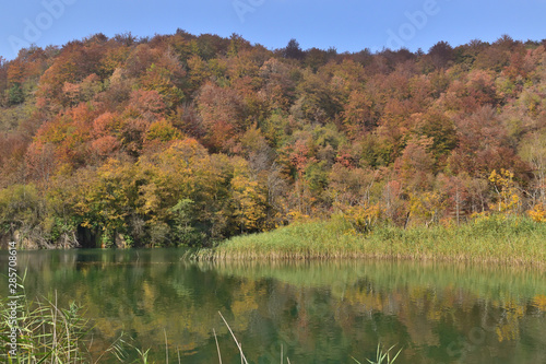 Landscape in the beautiful Plitvice National Park, in Croatia, in the fall