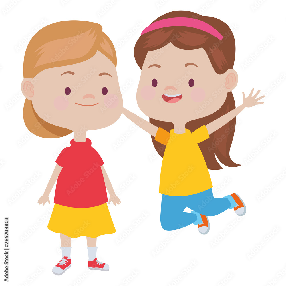 Cute happy kids having fun cartoons Cute happy kids having fun cartoons