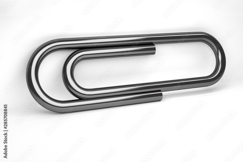 Large shiny black office paper clip on white background. 3d illustration. Large shiny black office paper clip on white background. 3d illustration.