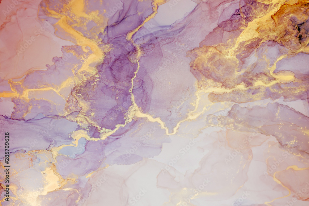 Alcohol ink. Style incorporates the swirls of marble or the ripples of agate.  Abstract painting, can be used as a trendy background for wallpapers, posters, cards, invitations, websites. - obrazy, fototapety, plakaty 