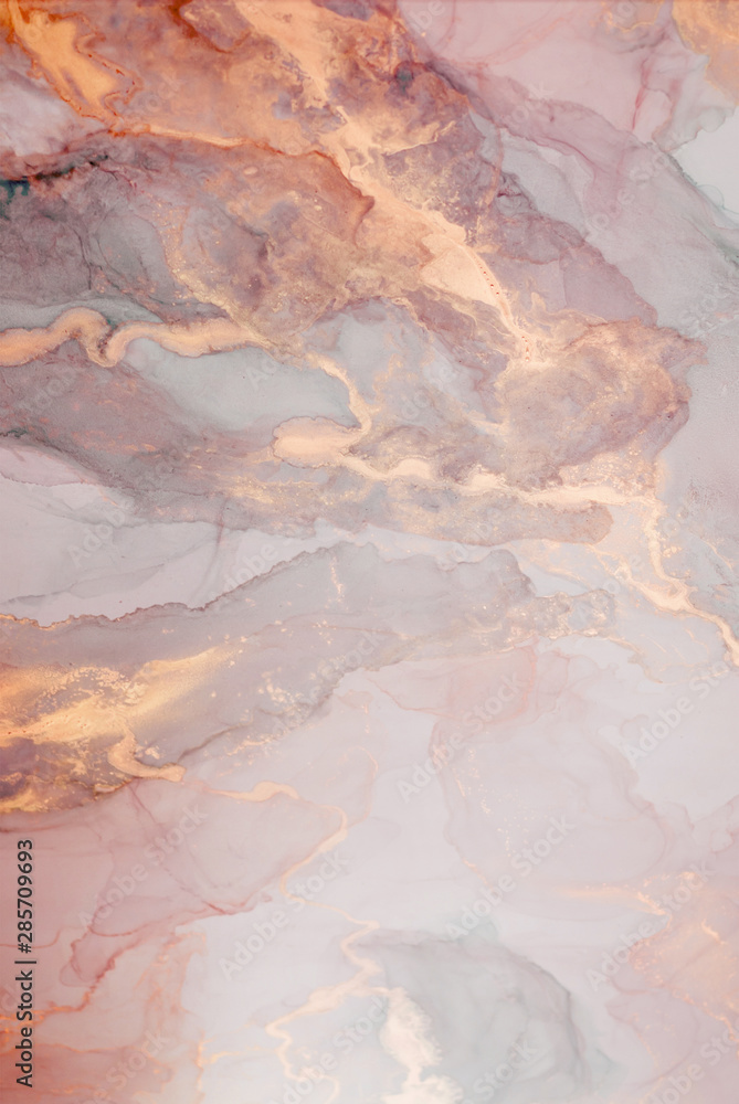 Naklejka premium Alcohol ink. Style incorporates the swirls of marble or the ripples of agate. Abstract painting, can be used as a trendy background for wallpapers, posters, cards, invitations, websites.