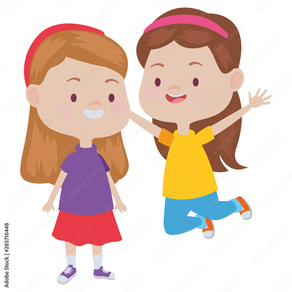 Cute happy kids having fun cartoons Cute happy kids having fun cartoons