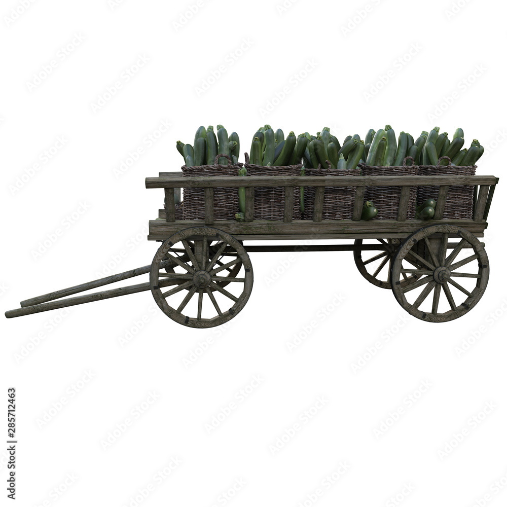 Fototapeta premium wooden cart with zucchini