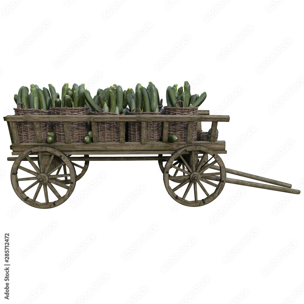 Fototapeta premium wooden cart with zucchini