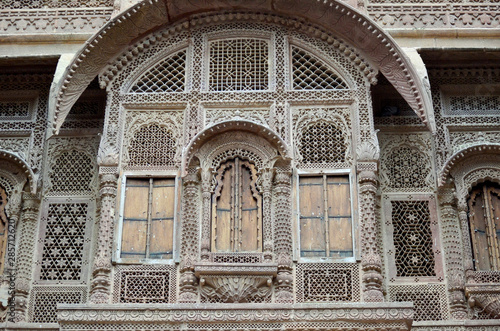 Detail of a typical Rajasthan facade, in India