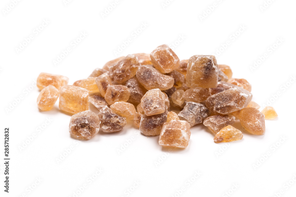 brown sugar isolated on white background. Top view.