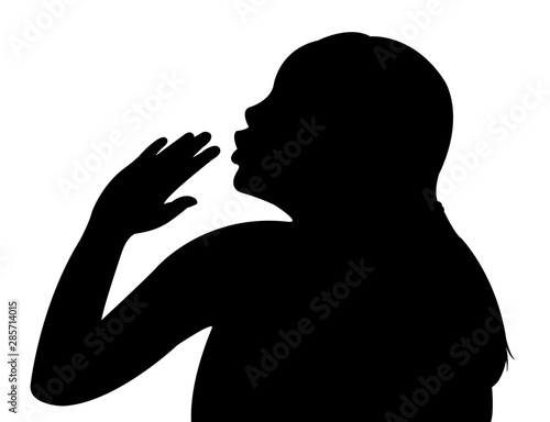 a talking girl head silhouette vector