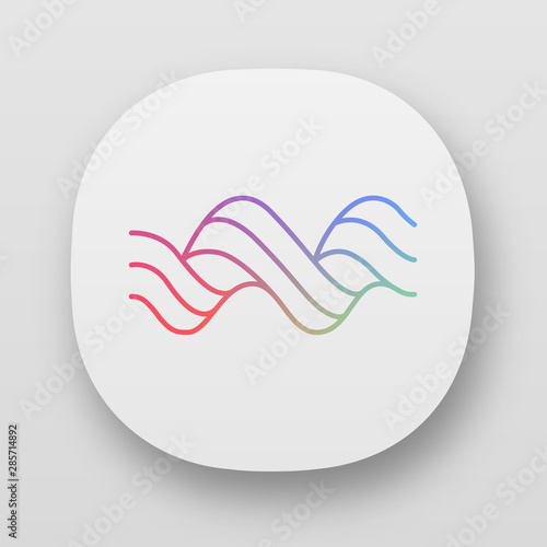 Sound spiral wave app icon. UI/UX user interface. Music rhythm, audio curled soundwave. Wavy line. Vibration, noise curve. Digital waveform. Web or mobile applications. Vector isolated illustration