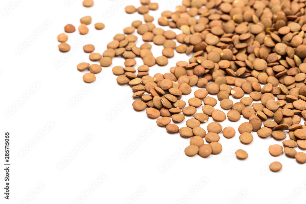 Pile lentil isolated on white background. Top view. Pile lentil isolated on white background. Top view.