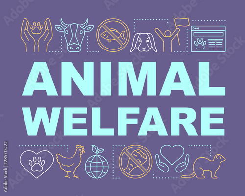 Pet shelter, animal welfare word concepts banner. Wildlife protection presentation, website. Isolated lettering typography idea with linear icons. Veterinary clinic, farm. Vector outline illustration