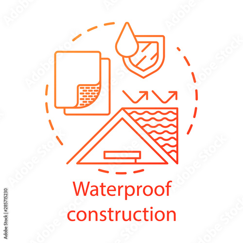 Waterproof construction materials concept icon. Water resistant building equipment idea thin line illustration. Hydrophobic coating, covering. Vector isolated outline drawing. Editable stroke