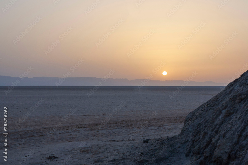 sunset dawn in the sahara desert, tunisia