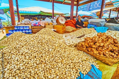 The garlic seeds in Kakku market, Myanmar photo