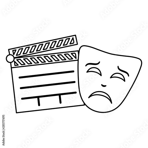 clapboard cinema with theater mask