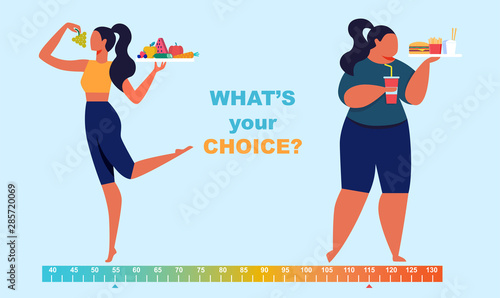 Before After Girl Body, Fat and Slim Young Woman