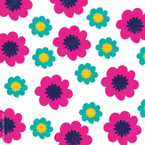 pattern colorful flowers isolated icon