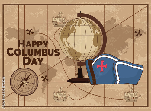 colombus columbus day card poster