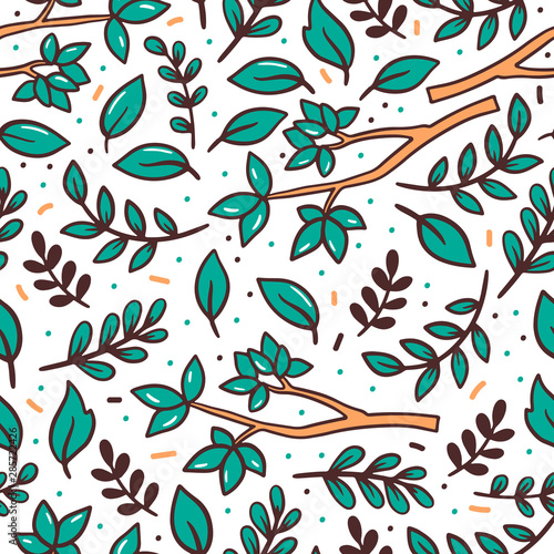 Tree branches flat vector seamless pattern