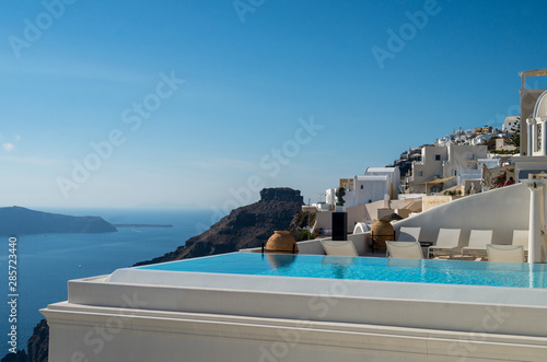 The sea view terrace, Santorini island, Greece