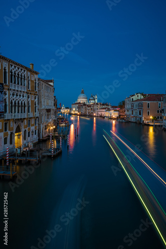Long exposure of venice canal with light trails