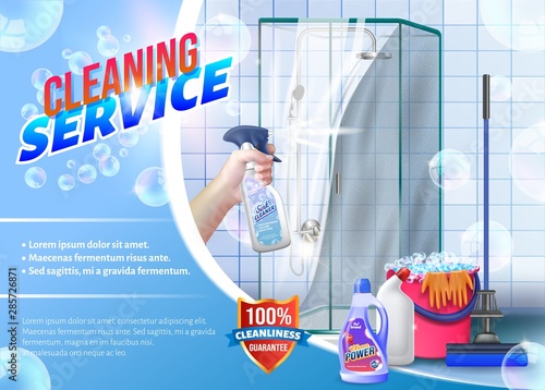 Hand with Spray Glass in Hand on Background Shower