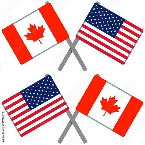 カナダとアメリカの旗