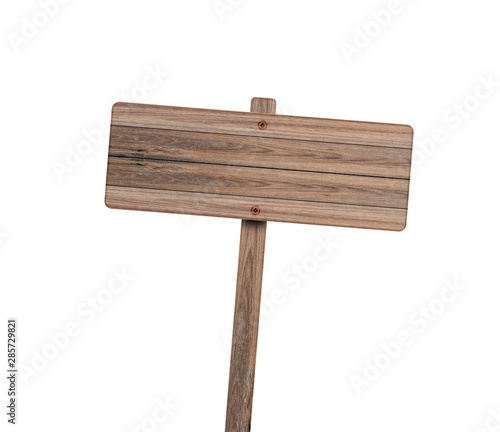 Wooden sign isolated on white background. Object with clipping path.